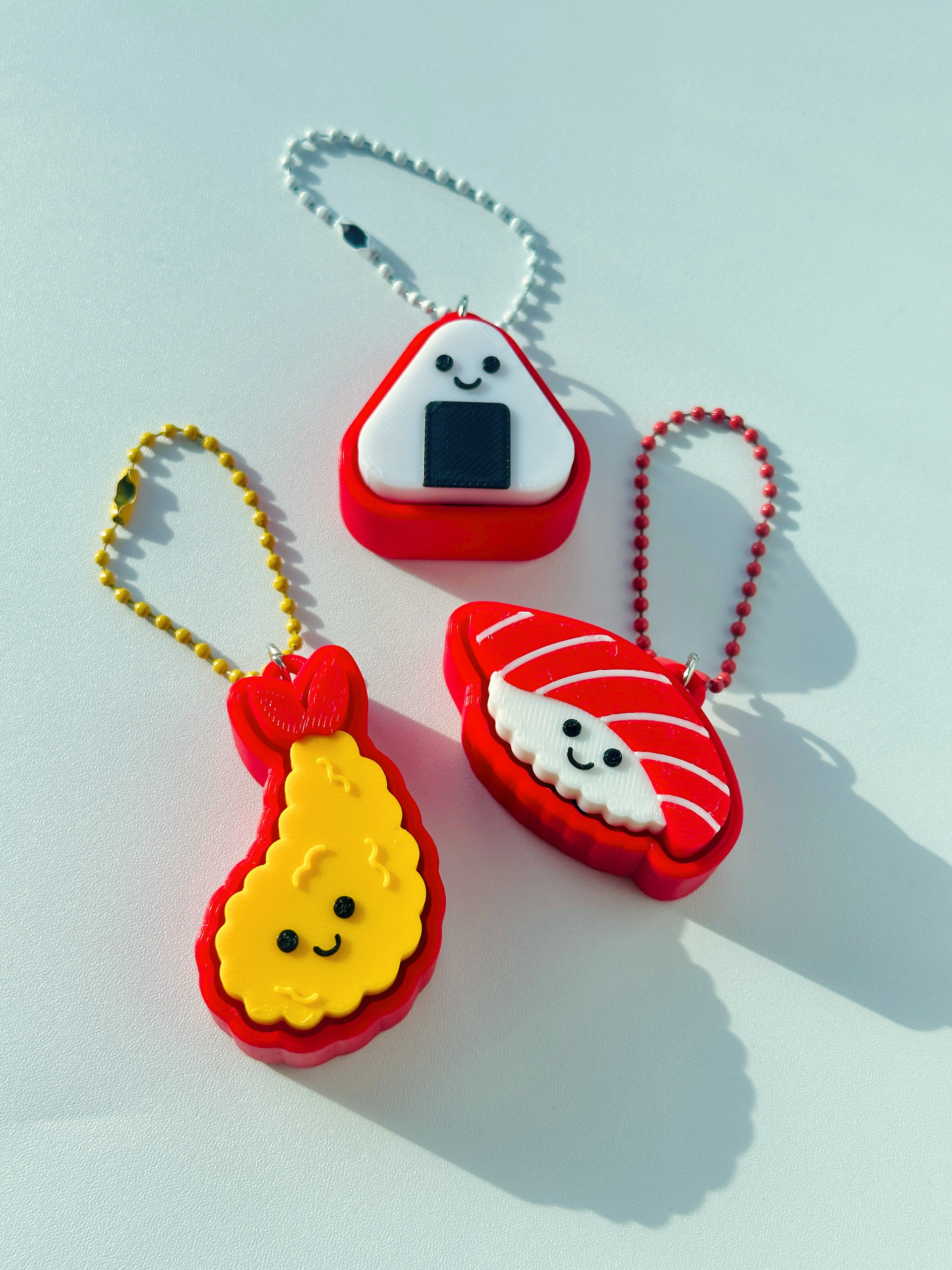 3D Printed Japanese Food Clicker Keychains – Tempura, Sushi, Onigiri & Collector Bundle | Dubai 3D Printing