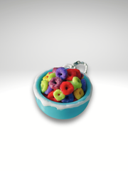 3D Printed Fruit Loops Cereal Bowl Clicker – Fidget Toy Keychain with Milk Drip Design