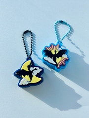 3D Printed Sun & Moon Dragon Clicker Keychain – Dragon Silhouette Fidget Toy with Ball Chain