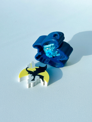 3D Printed Sun & Moon Dragon Clicker Keychain – Dragon Silhouette Fidget Toy with Ball Chain