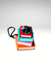 3D Printed Book Stack Clicker Keychain – Fantasy Fidget Toy with Black Cat or Shiny Dragon Variants