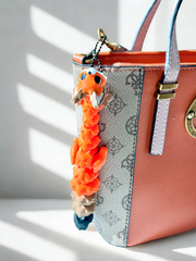 Orange, white, and black 3D printed fox bag charm keychain