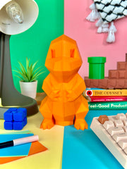 Charmander Low-Poly Coin Bank - 3D Printed in Orange