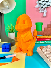 Charmander Low-Poly Coin Bank - 3D Printed in Orange