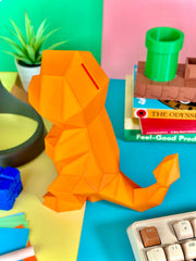 Charmander Low-Poly Coin Bank - 3D Printed in Orange