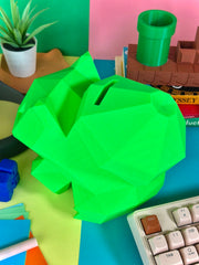 Bulbasaur Low-Poly Coin Bank - 3D Printed in Bright Green