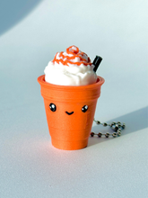 3D Printed Pumpkin Spice Latte Clicker Keychain – Iced & Hot Coffee Fidget Toy Variants with Whipped Cream Toppers