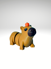 rown capybara desk buddy showing side profile with visible pumpkin hat