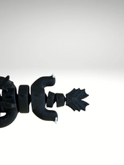 Black 3D printed Toothless dragon bag charm with wings