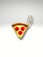 Pepperoni pizza slice Clicky Pal keychain on a gold ball chain | Dubai 3D Printing