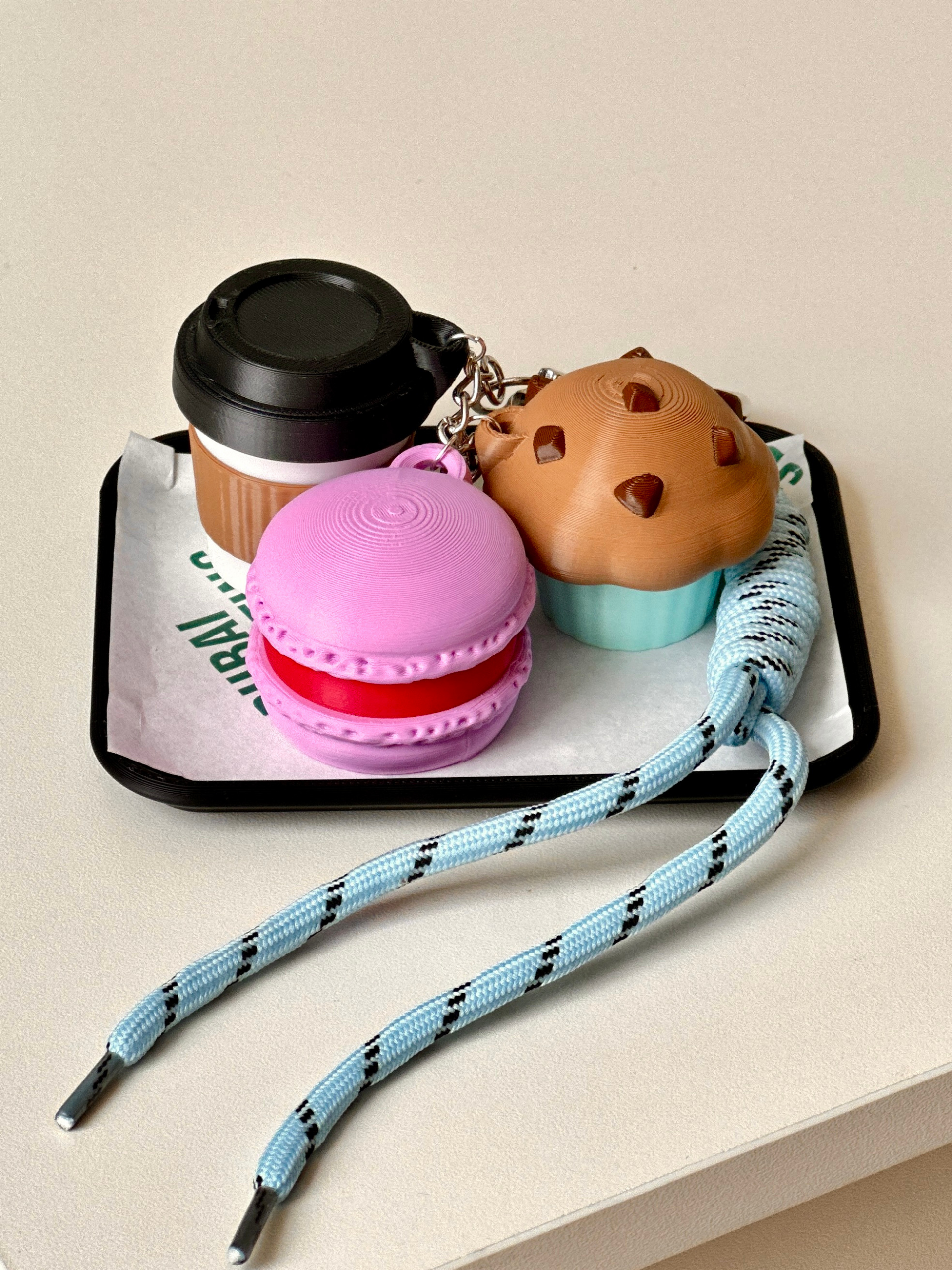 3D Printed Café Clicker Collection – Coffee, Muffin & Macaron Fidget Keychains + Combo – product view | Dubai 3D Printing