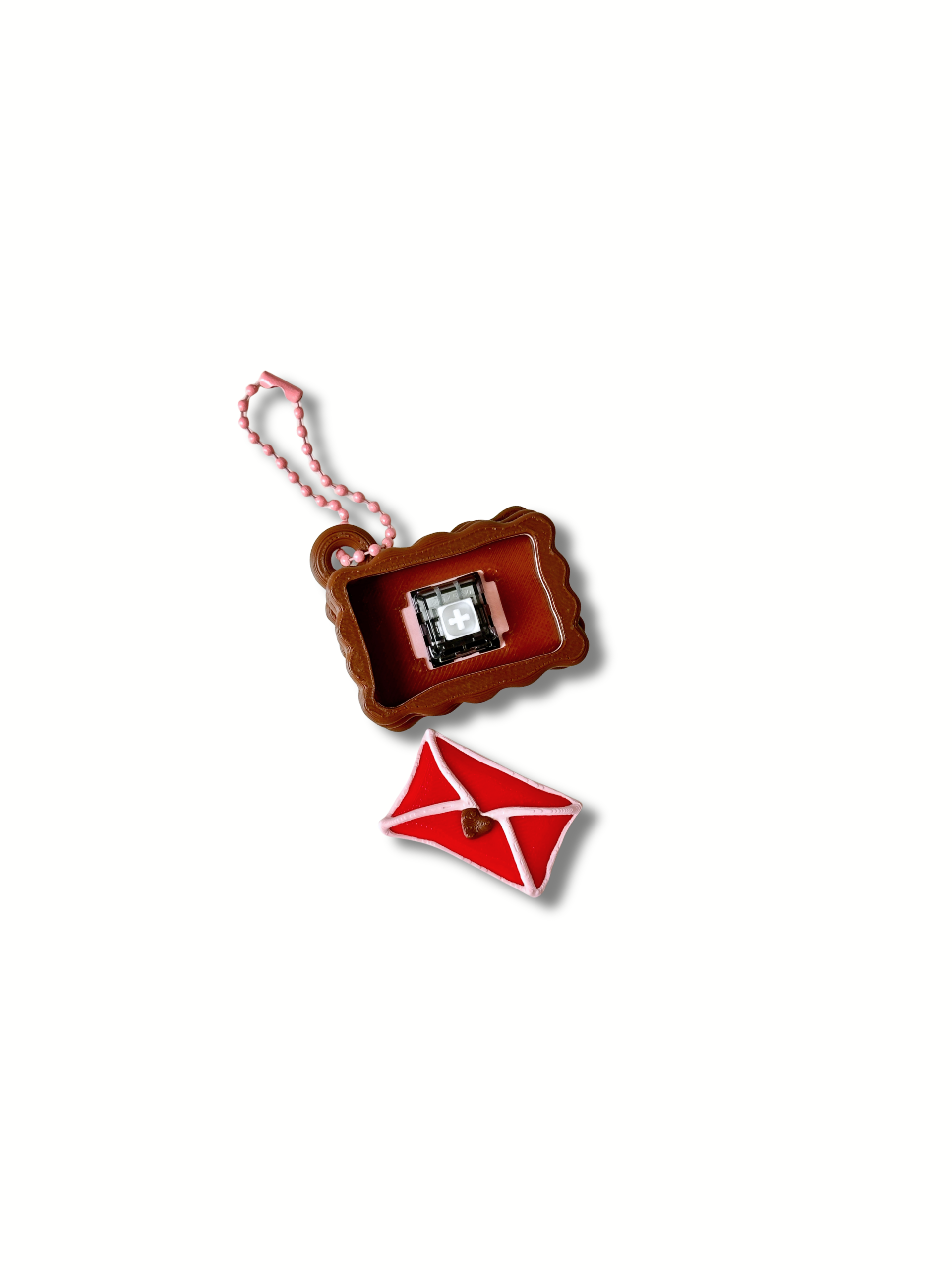 3D Printed Love Letter Clicker Fidget Keychain – Envelope Heart Letter Clicker | – side view | Dubai 3D Printing
