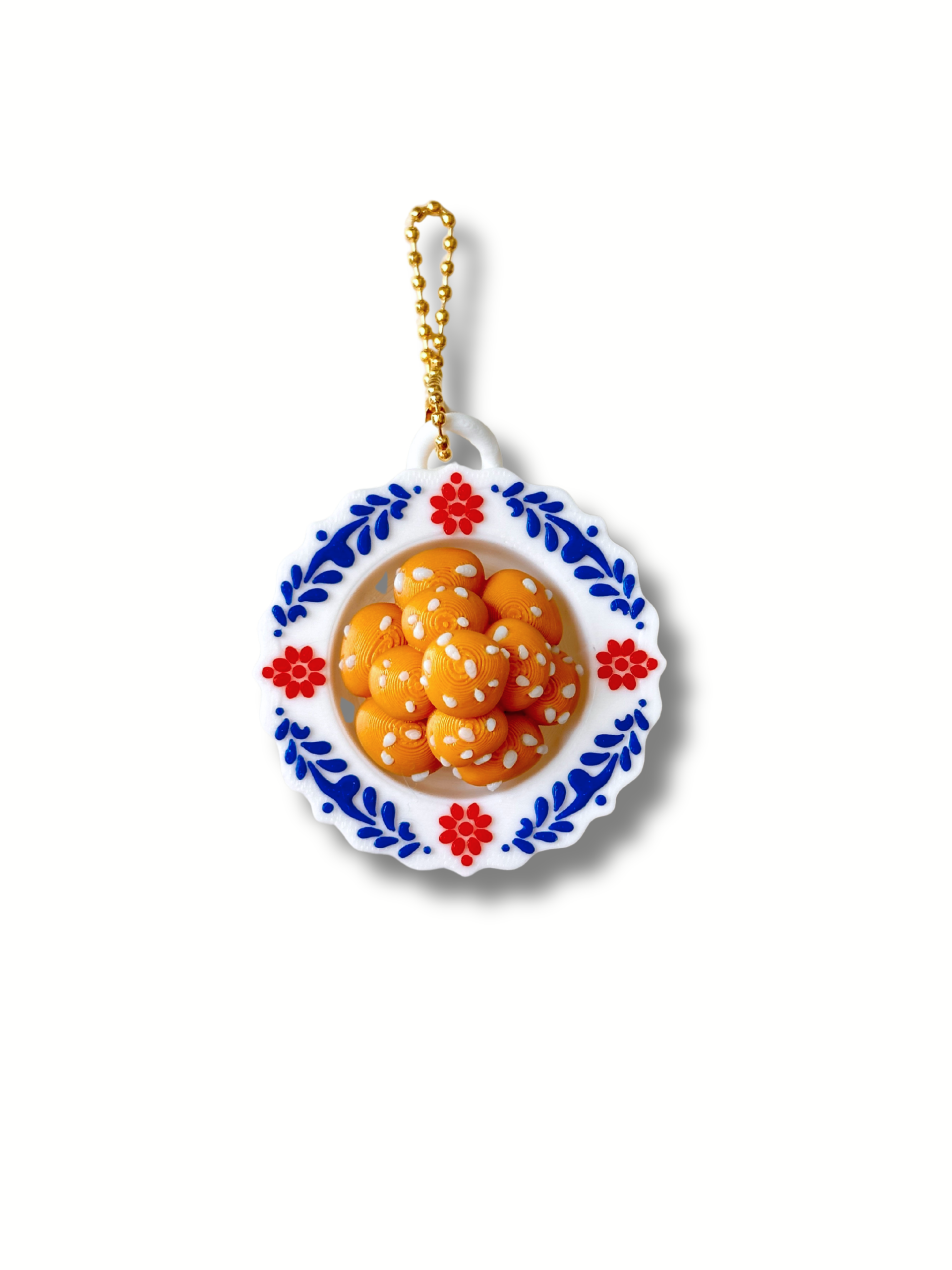 3D Printed Luqaimat Clicker Fidget Keychain – Arabic Dessert Plate Clicker with Sesame – side view | Dubai 3D Printing