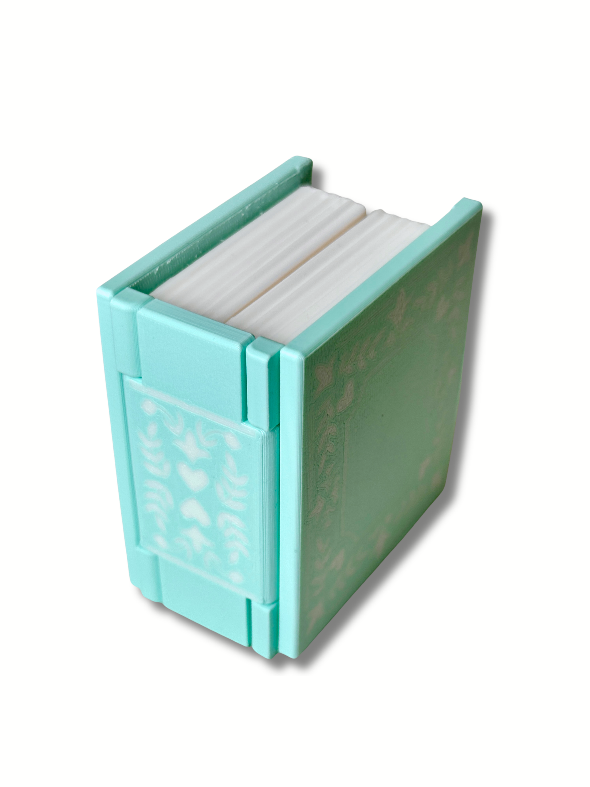3D Printed Chocolate Book Box Clicker – Bonbon Chocolate Clicker Set in Decorative Book – angle view | Dubai 3D Printing