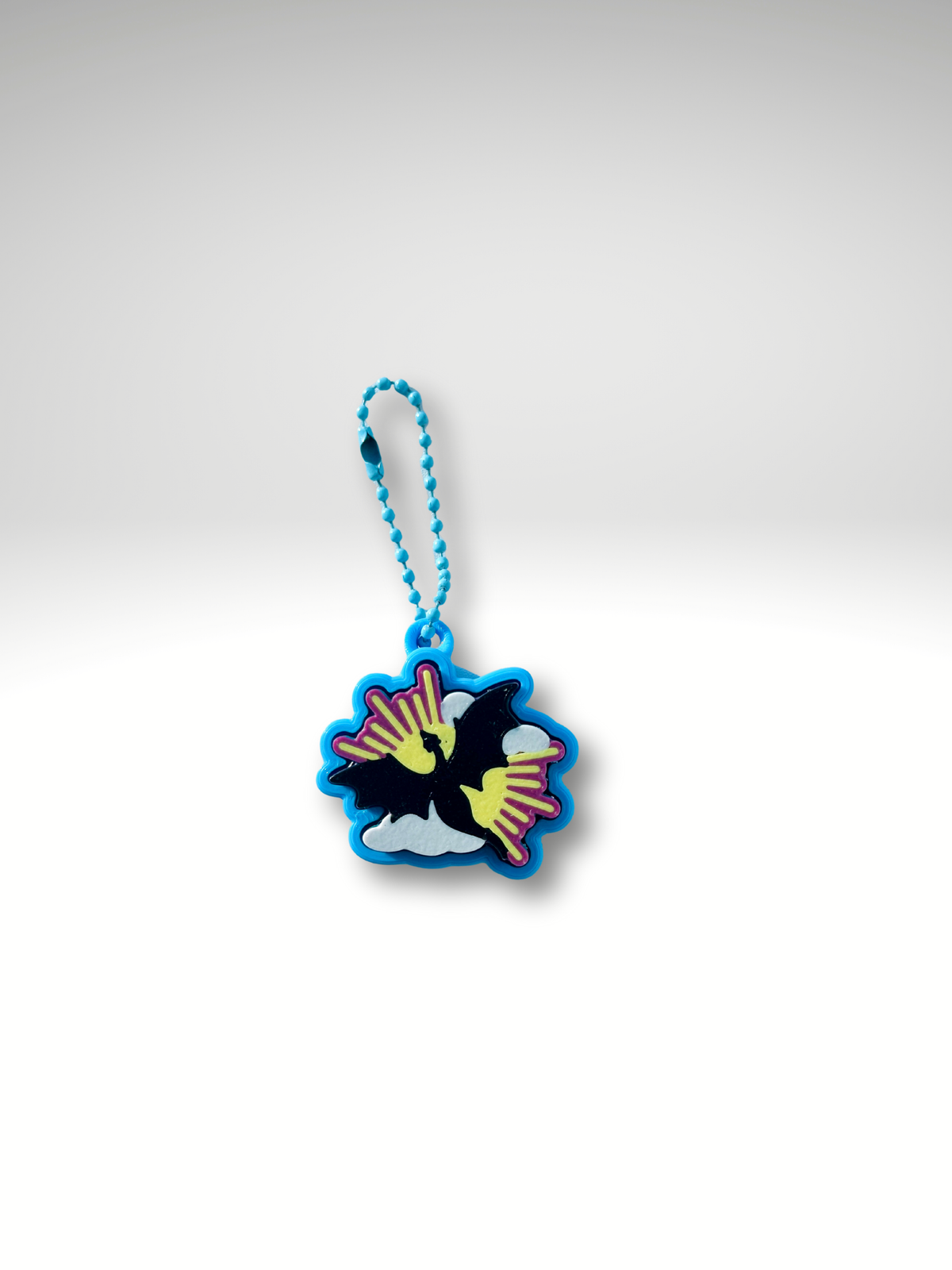 3D Printed Sun & Moon Dragon Clicker Keychain – Dragon Silhouette Fidget Toy with Ball Chain