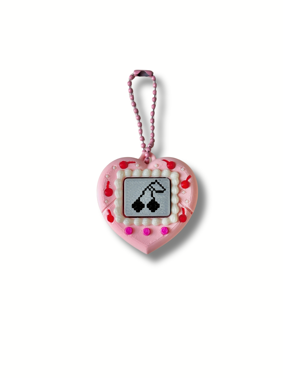 3D Printed Heart VPET Clicker Keychain – Cherry, Love Letter & Conversation Hearts Fidget – side view | Dubai 3D Printing