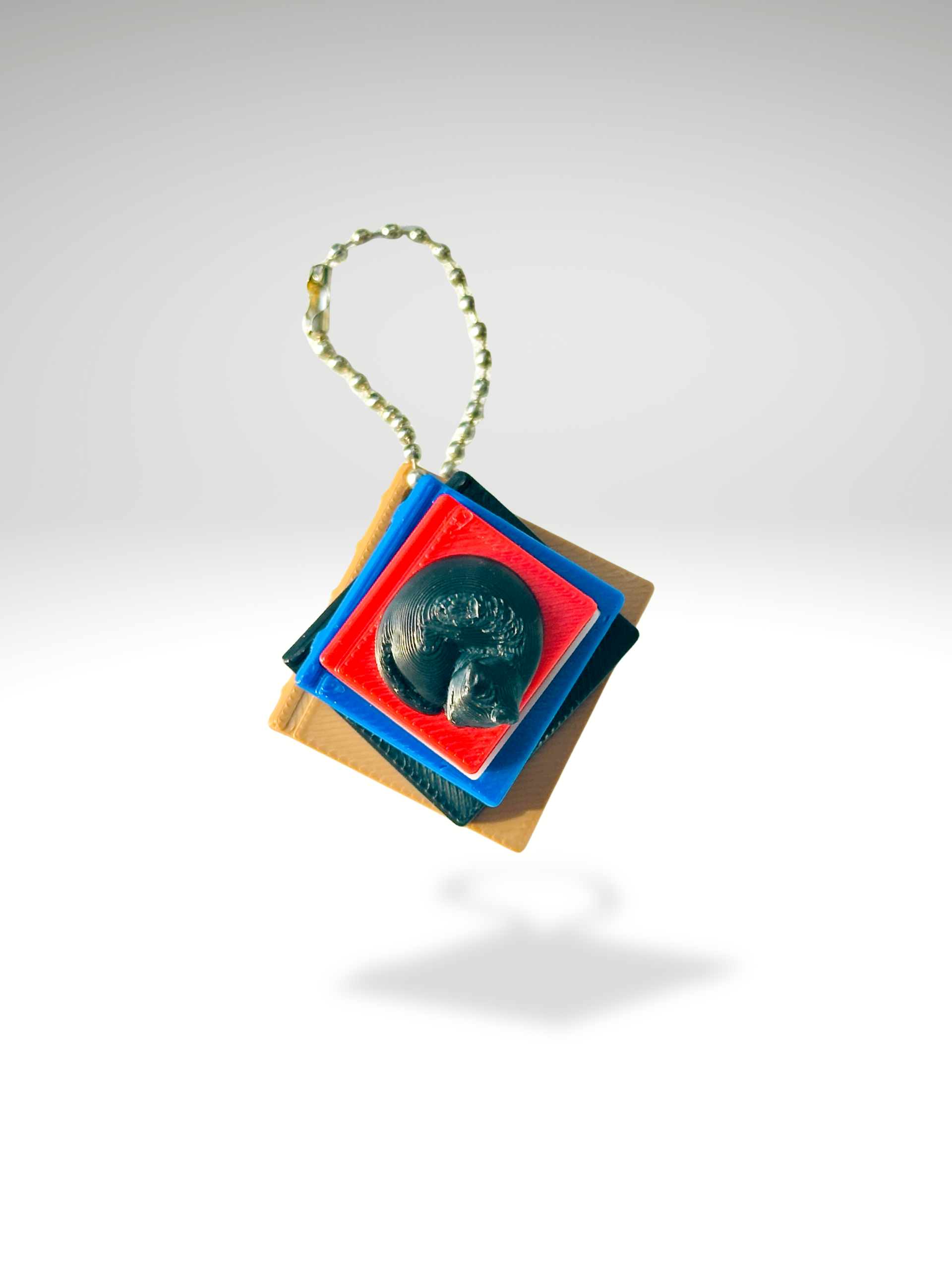 3D Printed Book Stack Clicker Keychain – Fantasy Fidget Toy with Black Cat or Shiny Dragon Variants