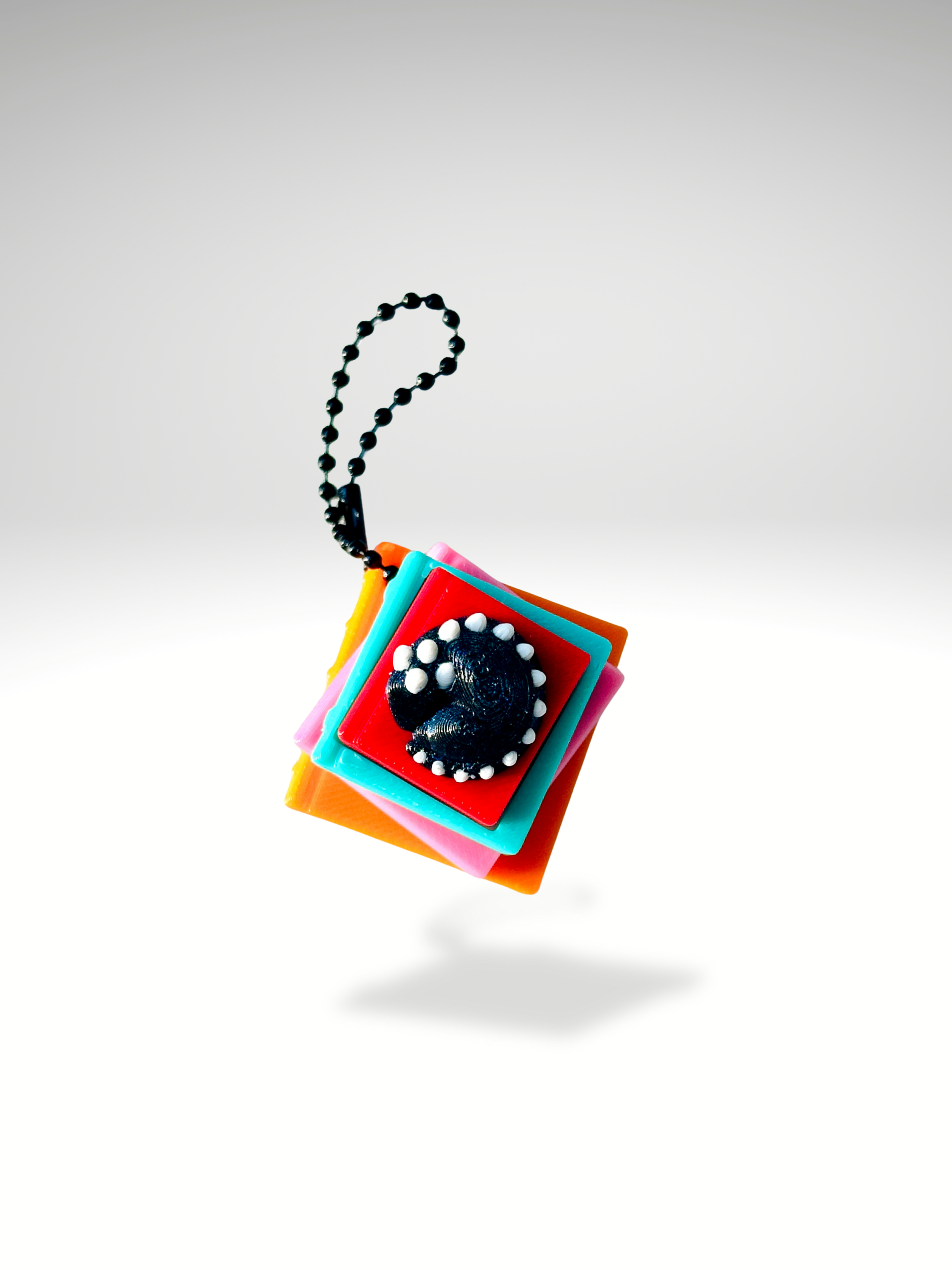 3D Printed Book Stack Clicker Keychain – Fantasy Fidget Toy with Black Cat or Shiny Dragon Variants