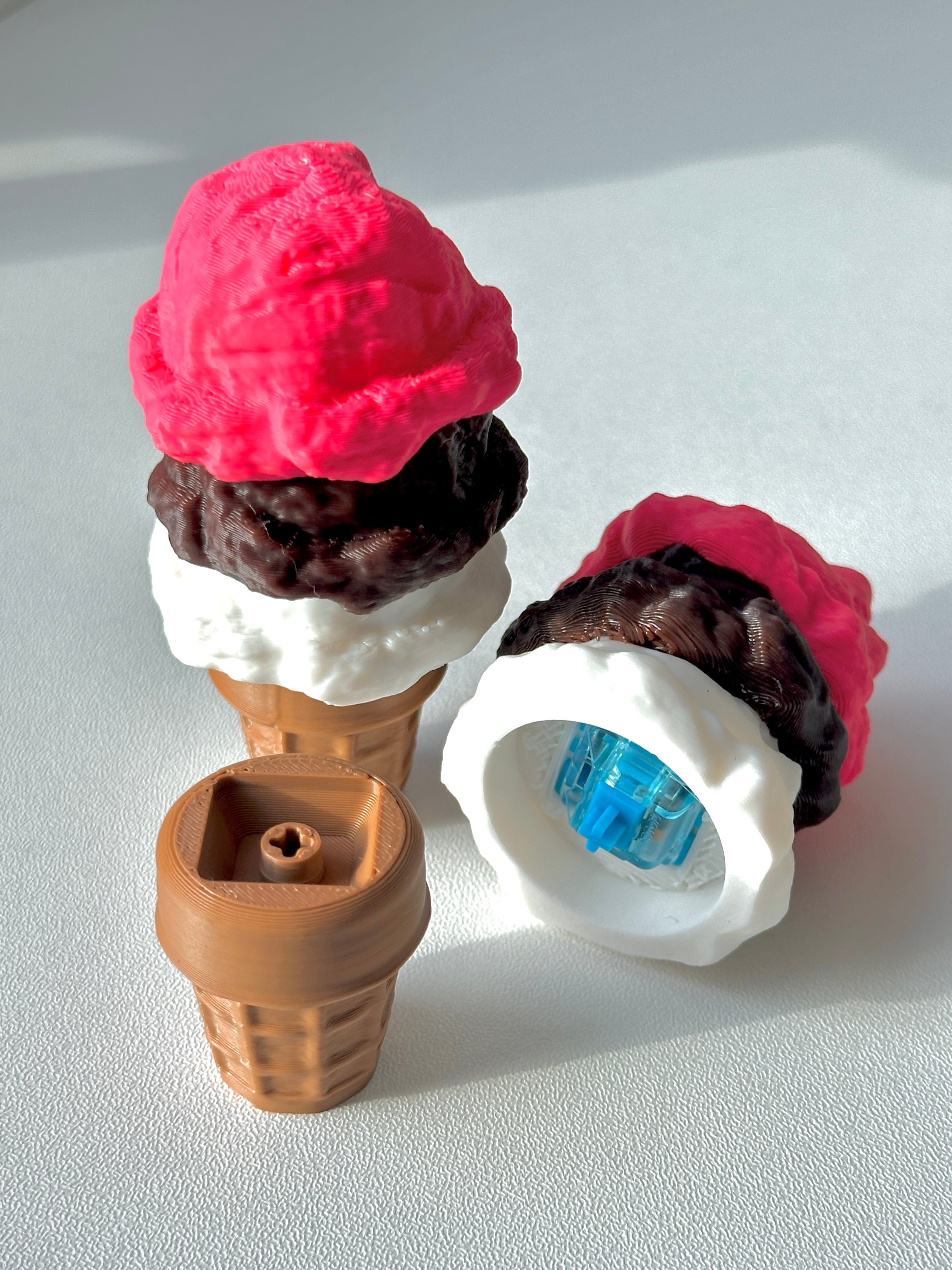 3D Printed Ice Cream Cone Fidget Toy Keychain