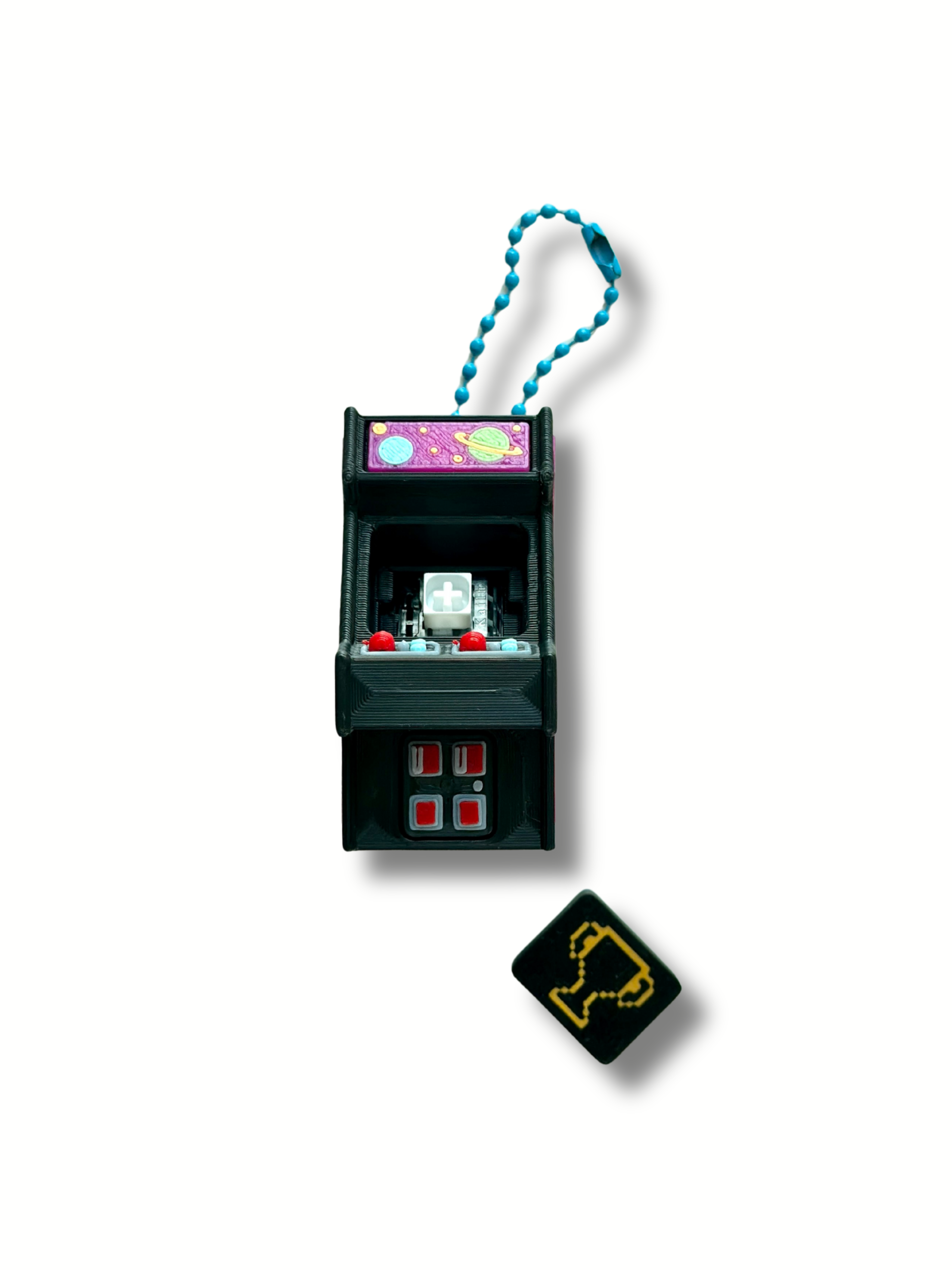 Retro Arcade Clicky Pal with the screen tile removed, revealing the mechanical keyboard switch inside | Dubai 3D Printing