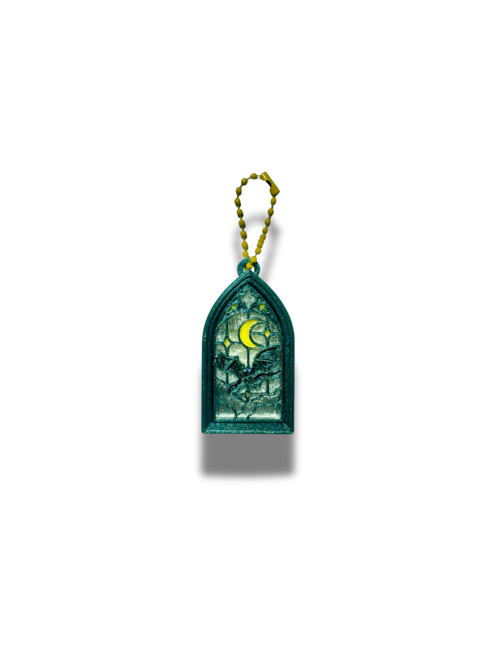 3D Printed Stained Glass Clicker Keychain – Gothic Arch Window Fidget Charm | Mechanical – detail view | Dubai 3D Printing